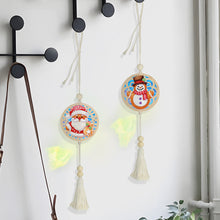 Load image into Gallery viewer, 2Pcs Wooden Double Sided Santa Claus Snowman Diamond Art Hanging Tassel Pendant
