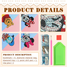 Load image into Gallery viewer, 4Pcs Mickey Mouse Diamond Painting Bookmark Corner Bookmark for Book Lovers
