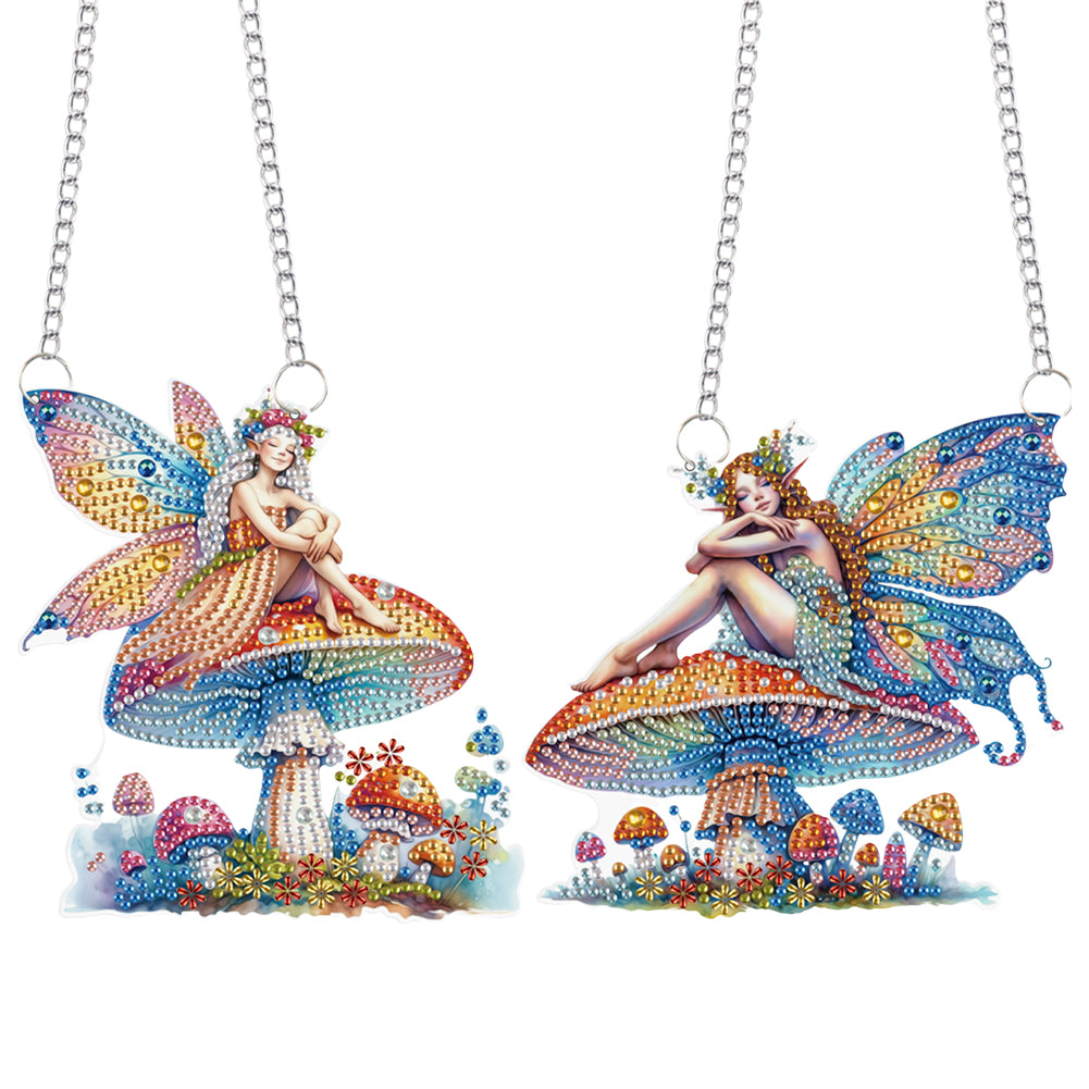 Mushroom Elf Special Shape Diamond Painting Hanging Pendants for Wall Window