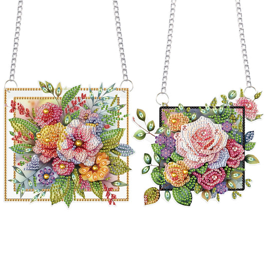 Flower Special Shape Diamond Painting Hanging Pendants for Wall Window Decor