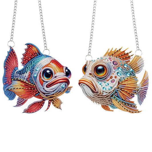 Funny Fish Special Shape Diamond Painting Hanging Pendants for Wall Window
