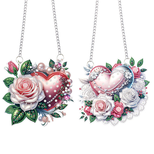 Love Rose Special Shape Diamond Painting Hanging Pendants for Wall Window
