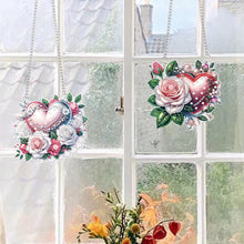 Load image into Gallery viewer, Love Rose Special Shape Diamond Painting Hanging Pendants for Wall Window
