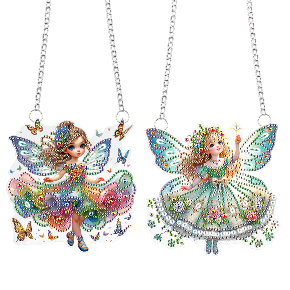 Flower Fairy Special Shape Diamond Painting Hanging Pendants for Wall Window