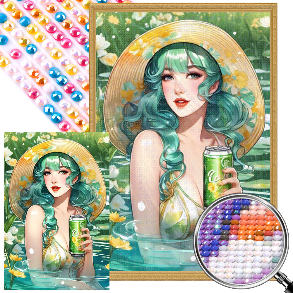 AB Diamond Painting - Full Round - Soda Girl in the Pool (40*60CM)
