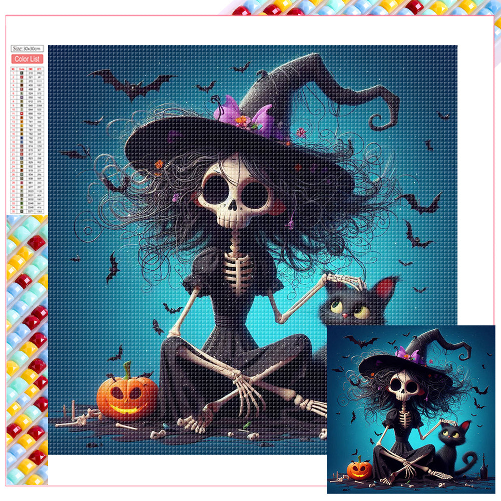 Diamond Painting - Full Square - Halloween Skeleton Witch (30*30CM)