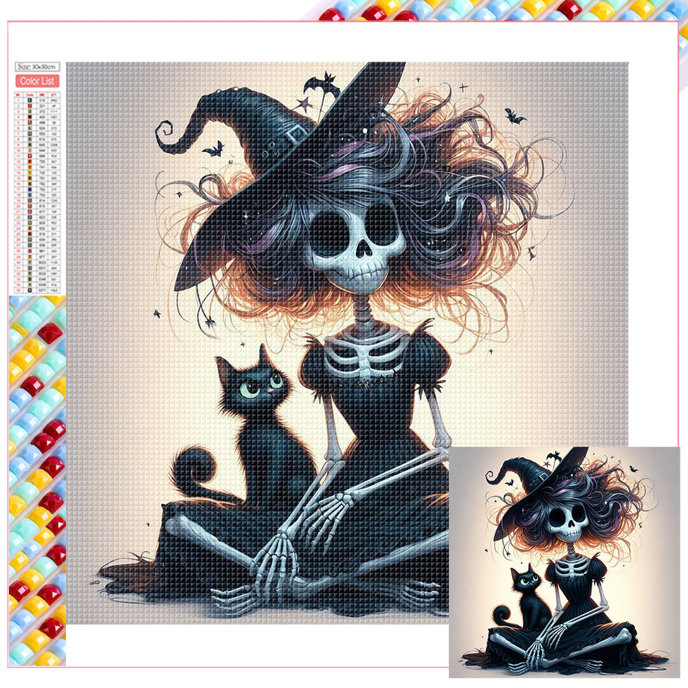 Diamond Painting - Full Square - Halloween Skeleton Witch (30*30CM)