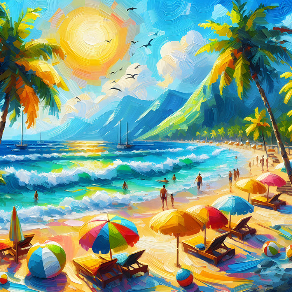 Diamond Painting - Full Round - Beach by the Sea (30*30CM)