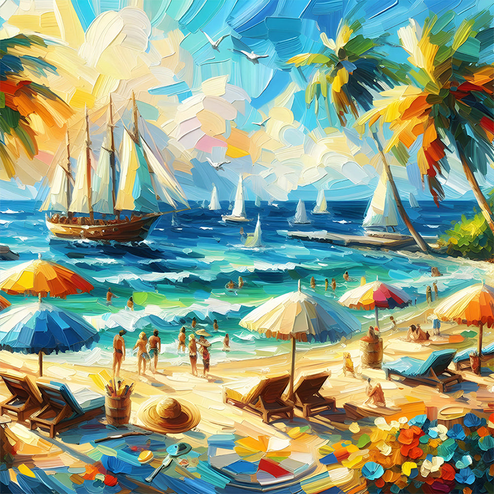 Diamond Painting - Full Round - Beach by the Sea (30*30CM)