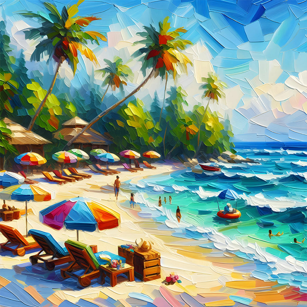 Diamond Painting - Full Round - Beach by the Sea (30*30CM)