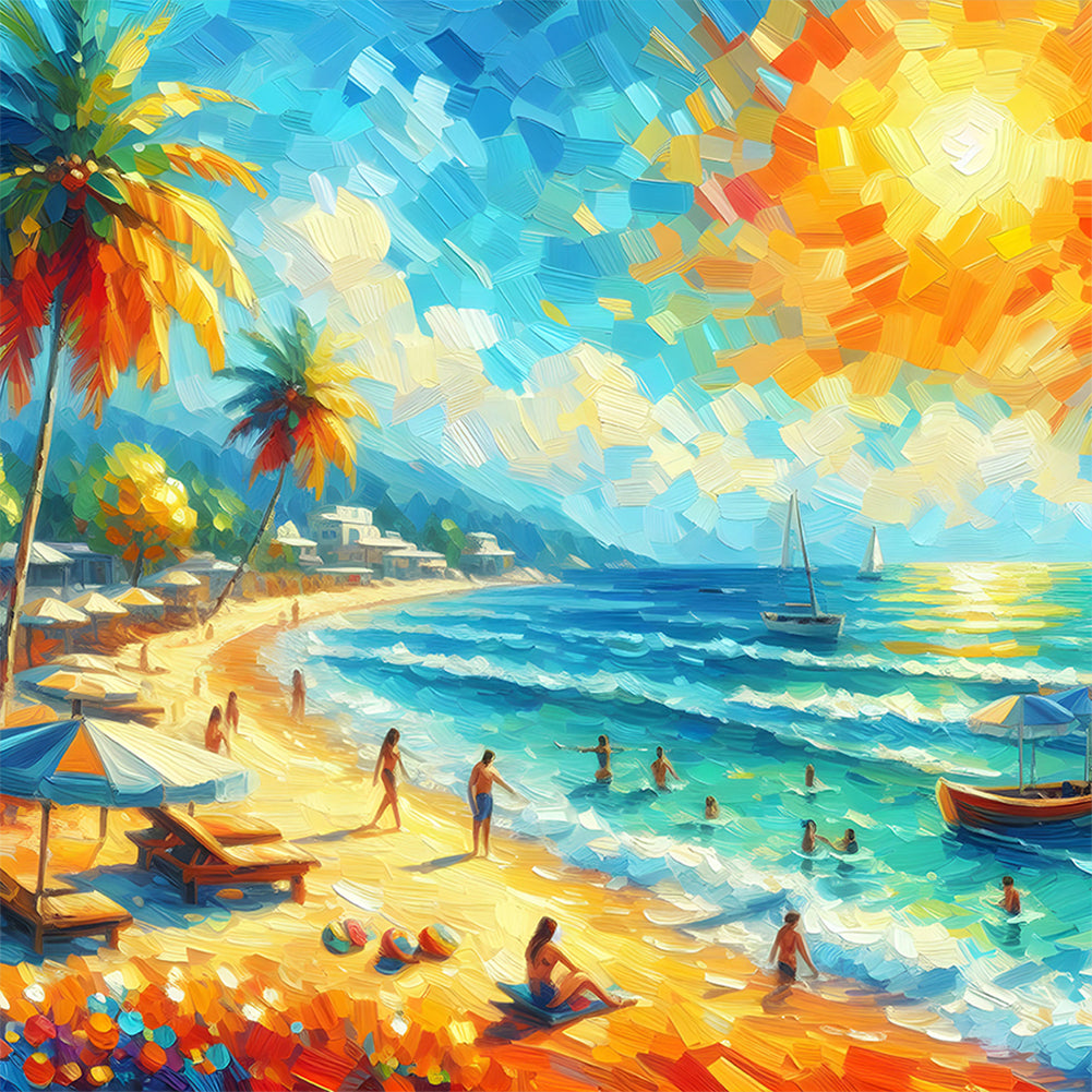 Diamond Painting - Full Round - Beach by the Sea (30*30CM)