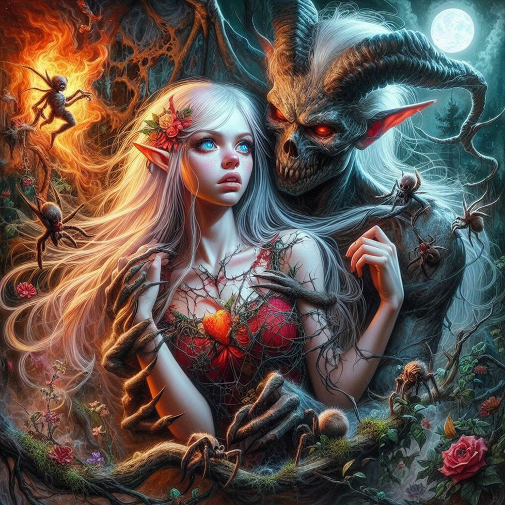 Diamond Painting - Full Round - Elf and Horror Tree Monster (40*40CM)