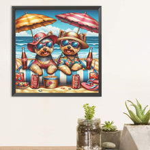Load image into Gallery viewer, Diamond Painting - Full Round - Dog Sunbathing on the Beach (30*30CM)
