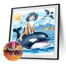 Load image into Gallery viewer, Diamond Painting - Full Round - Cat Sitting on a Whale (30*30CM)

