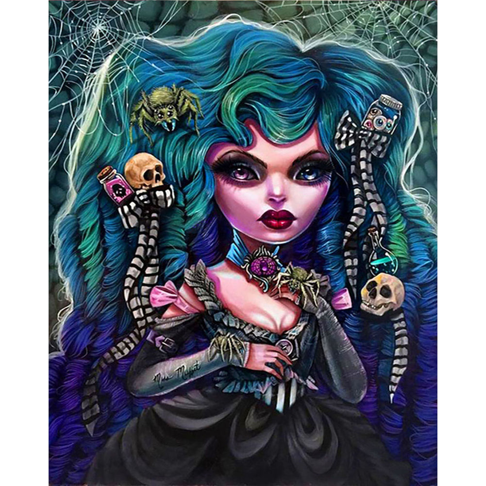 Diamond Painting - Full Round - Big Eyes Horror Spider Girl (40*50CM)