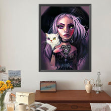 Load image into Gallery viewer, Diamond Painting - Full Round - Big Eyes Horror Girl and Cat (40*50CM)

