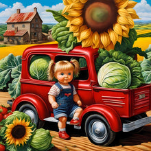 Load image into Gallery viewer, Diamond Painting - Full Round - Sunflower Truck Kid (30*30CM)
