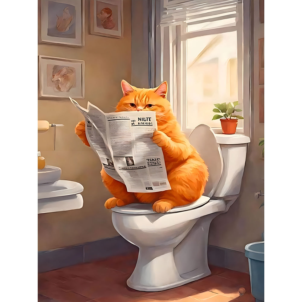 Diamond Painting - Full Round - Squatting Toilet Cat (30*40CM)