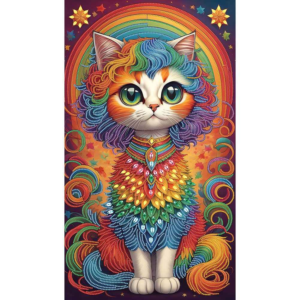 Diamond Painting - Partial Special Shaped - Colorful cat (40*70CM)