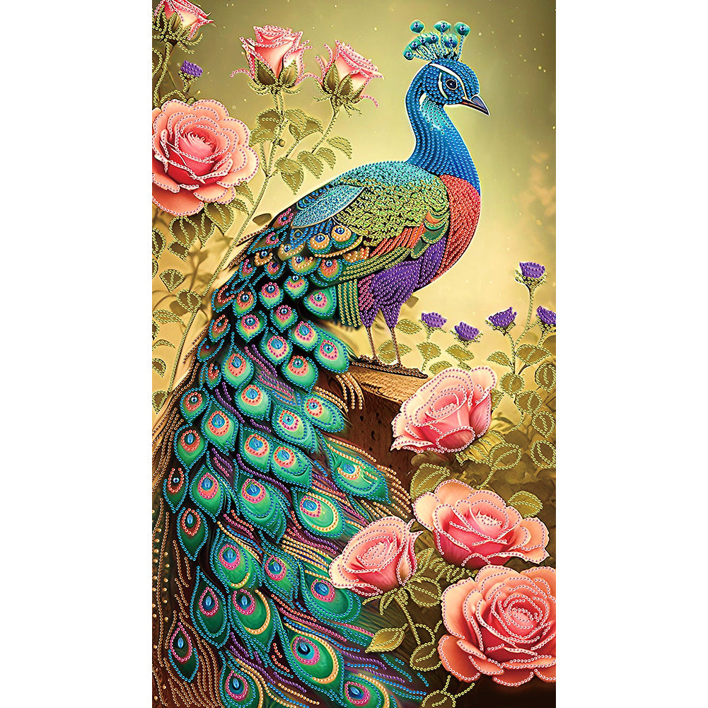 Diamond Painting - Partial Special Shaped - Elegant peacock (40*70CM)