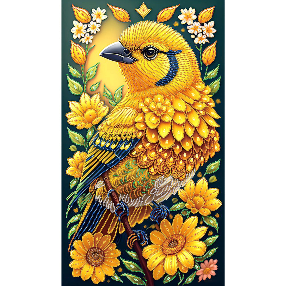 Diamond Painting - Partial Special Shaped - Big yellow bird on the branch (40*70CM)