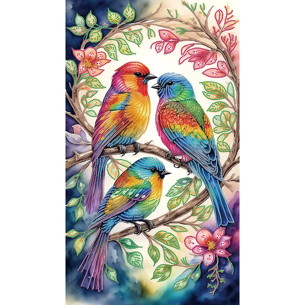 Diamond Painting - Partial Special Shaped - Bird on the branch (40*70CM)