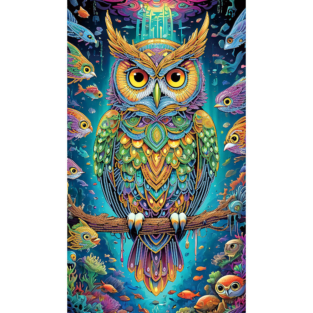 Diamond Painting - Partial Special Shaped - Owl (40*70CM)