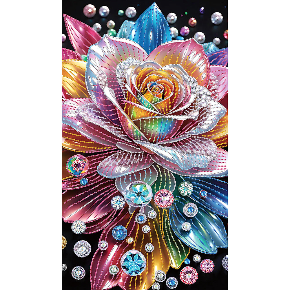 Diamond Painting - Partial Special Shaped - Colorful rose (40*70CM)