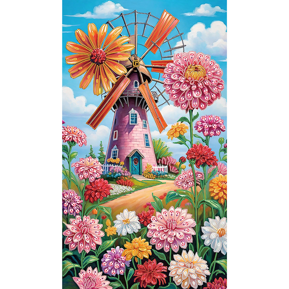 Diamond Painting - Partial Special Shaped - Beautiful windmill (40*70CM)