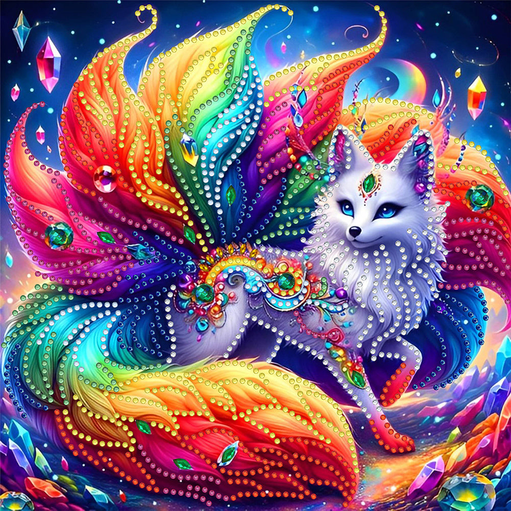 Diamond Painting - Partial Special Shaped - Colorful fox (30*30CM)