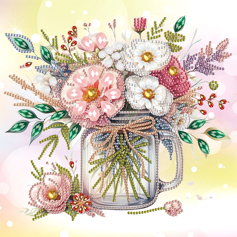 Diamond Painting - Partial Special Shaped - Vase bouquet (30*30CM)