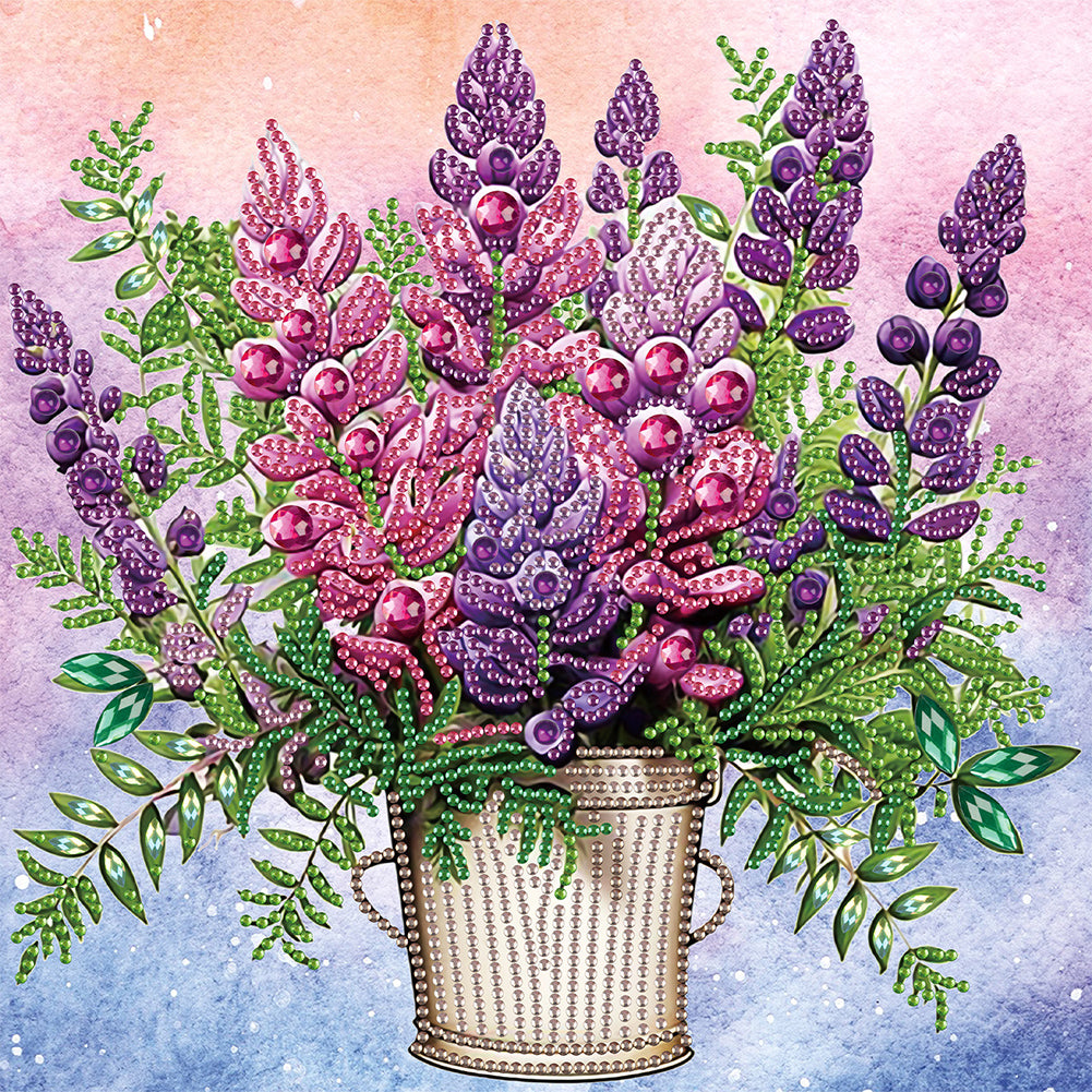Diamond Painting - Partial Special Shaped - Lavender bouquet (30*30CM)