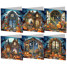 Load image into Gallery viewer, 6Pcs Special Shape Halloween House Diamond Painting Greeting Card Kit for Friend
