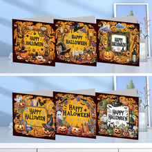 Load image into Gallery viewer, 6Pcs Special Shape Happy Halloween Pirate Diamond Painting Greeting Card Kit
