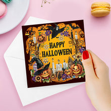 Load image into Gallery viewer, 6Pcs Special Shape Happy Halloween Pirate Diamond Painting Greeting Card Kit
