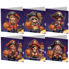 Load image into Gallery viewer, 6Pcs Special Shape Halloween Pirate Diamond Painting Greeting Card Kit for Kids
