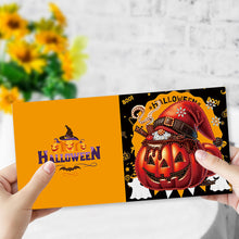 Load image into Gallery viewer, 6Pcs Special Shape Halloween Pumpkin Gnome Diamond Painting Greeting Card Kit
