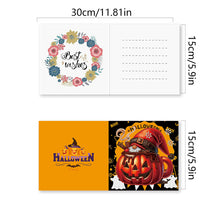 Load image into Gallery viewer, 6Pcs Special Shape Halloween Pumpkin Gnome Diamond Painting Greeting Card Kit
