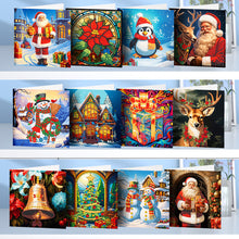 Load image into Gallery viewer, 12Pcs Christmas Santa Claus Special Shape Diamond Panting Greeting Card
