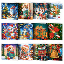 Load image into Gallery viewer, 12Pcs Christmas Santa Claus Special Shape Diamond Panting Greeting Card
