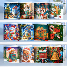 Load image into Gallery viewer, 12Pcs Christmas Santa Claus Special Shape Diamond Panting Greeting Card

