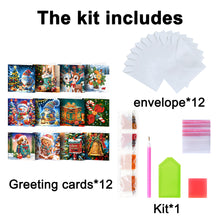 Load image into Gallery viewer, 12Pcs Christmas Santa Claus Special Shape Diamond Panting Greeting Card
