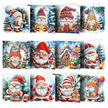 Load image into Gallery viewer, 12Pcs Christmas Santa Claus Special Shape Diamond Panting Greeting Card

