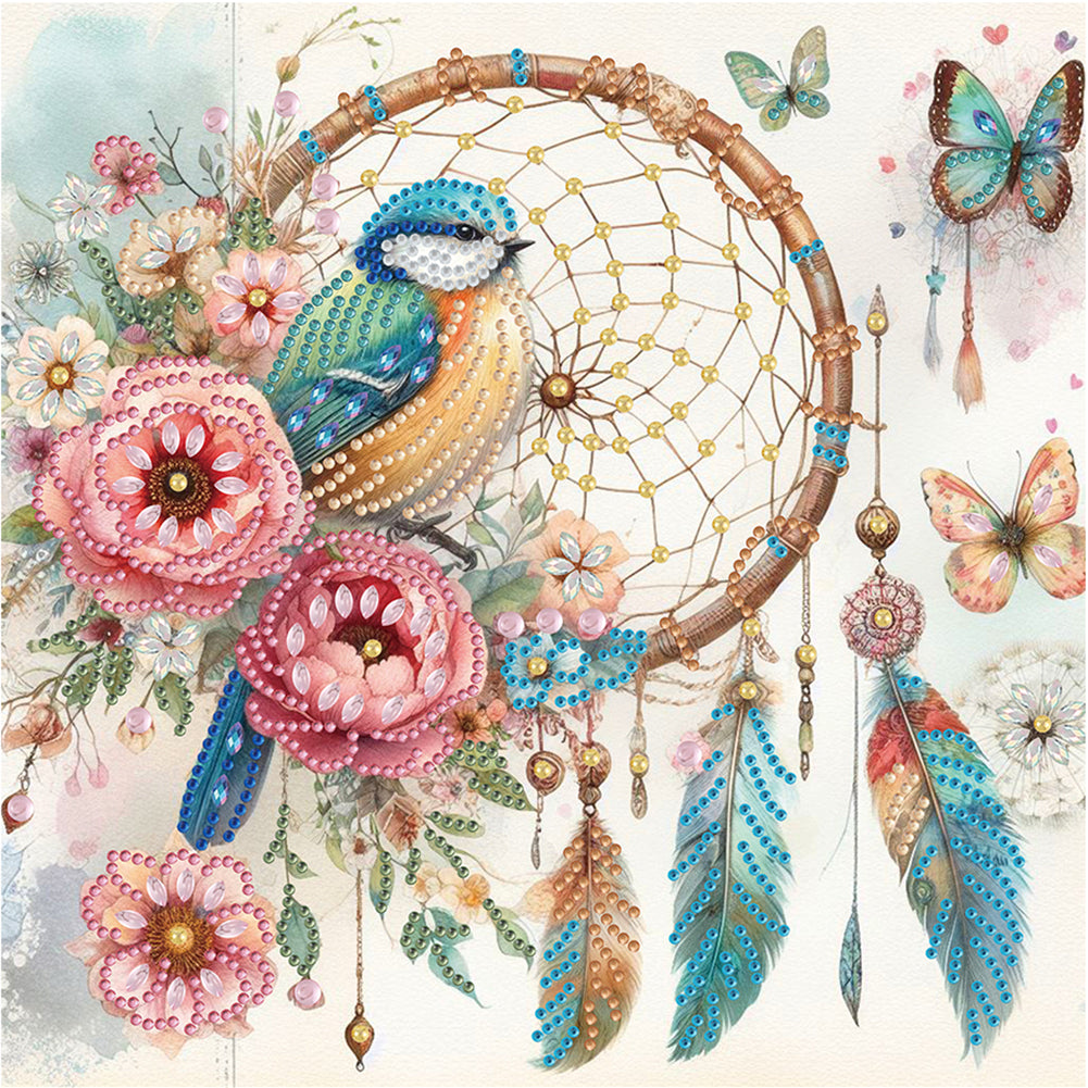 Diamond Painting - Partial Special Shaped - Dream Catcher and Birds (30*30CM)