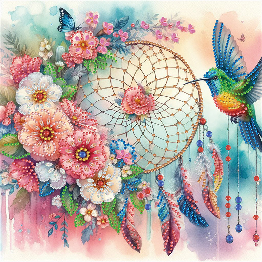 Diamond Painting - Partial Special Shaped - Dream Catcher and Birds (30*30CM)