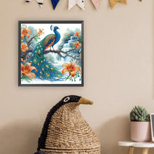 Load image into Gallery viewer, Diamond Painting - Partial Special Shaped - Peacock and Flowers (30*30CM)
