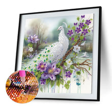 Load image into Gallery viewer, Diamond Painting - Partial Special Shaped - White Peacock and Flowers (30*30CM)
