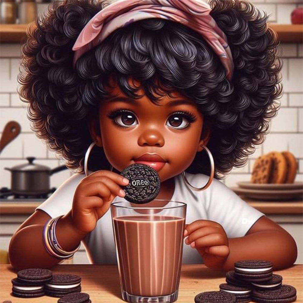 Diamond Painting - Full Round - Black girl (30*30CM)
