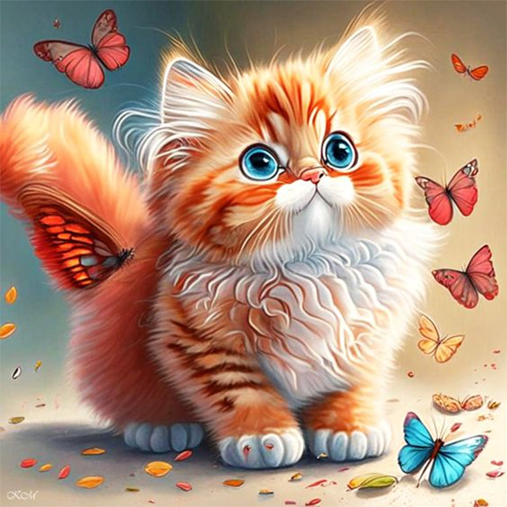 Diamond Painting - Full Round - Butterfly cat (30*30CM)