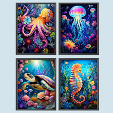 Load image into Gallery viewer, 4pcs Round Diamond Painting Set - Ocean animals (30*40CM)
